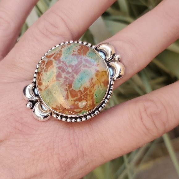 New Oversized  Variscite 925 Silver Ring. - Picture 5 of 11
